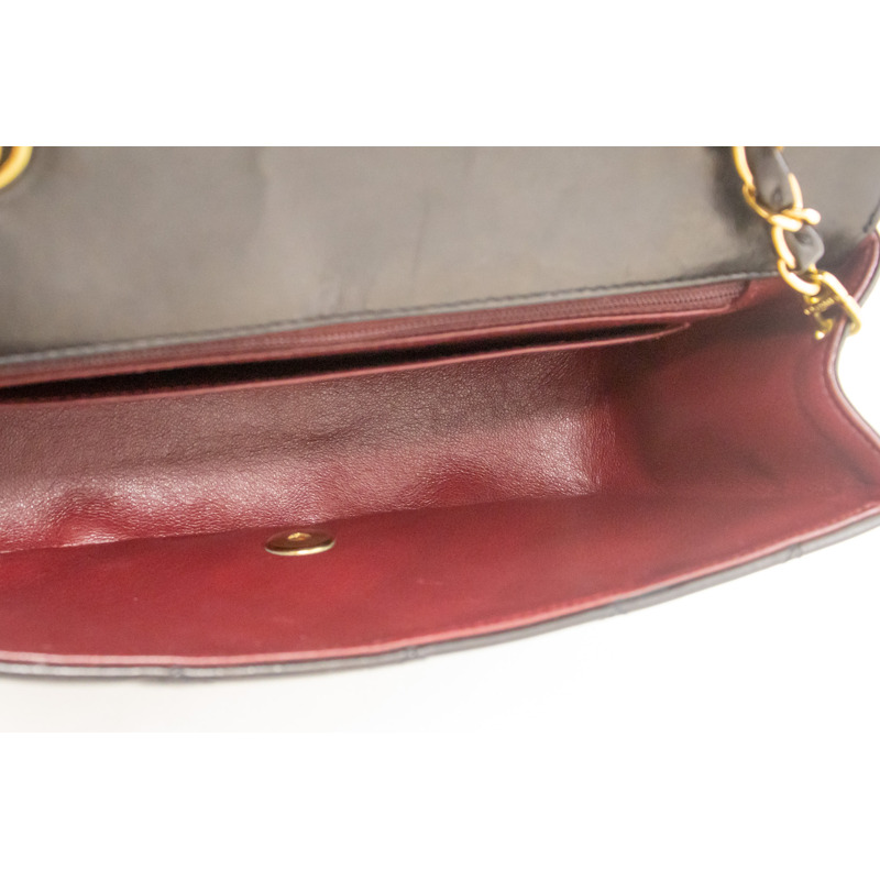 【日本直送】CHANEL Diana 翻蓋鏈條單肩包黑色絎縫小羊皮錢包-9