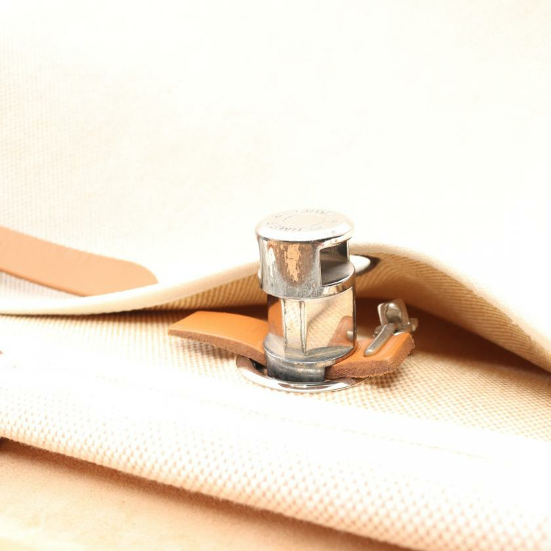 【日本直送】 手提包 Toile officier細棉帆布 真皮 象牙白 淺棕色 銀色五金 □E刻印-6