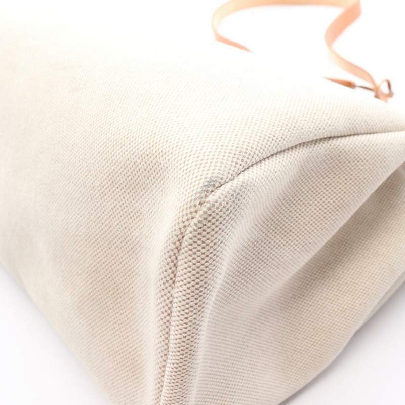 【日本直送】 手提包 Toile officier細棉帆布 真皮 象牙白 淺棕色 銀色五金 □E刻印-10