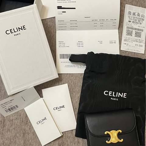 CELINE小羊皮凱旋門logo短夾