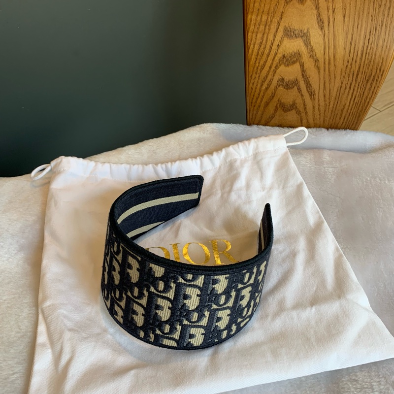 Christian Dior Oblique 緹花刺繡帆布髮箍-0