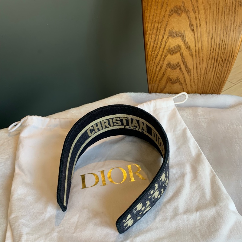 Christian Dior Oblique 緹花刺繡帆布髮箍-1