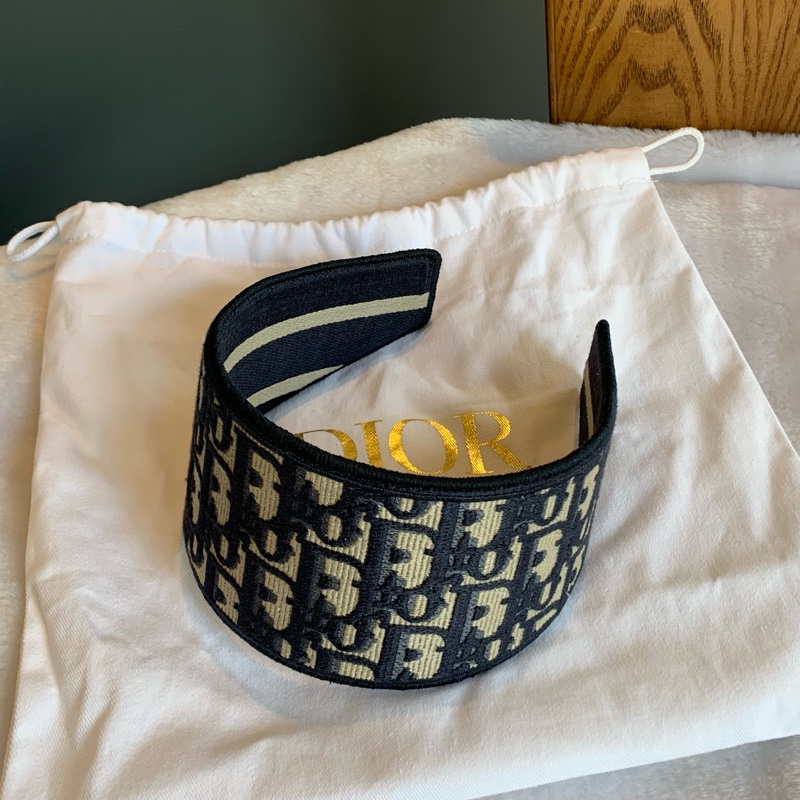 Christian Dior Oblique 緹花刺繡帆布髮箍-5