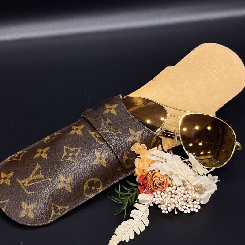 Louis Vuitton LV 棕色金框 字紋雷射LOGO鏡面 飛行墨鏡/眼鏡/配件-1