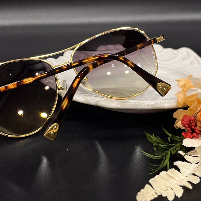 Louis Vuitton LV 棕色金框 字紋雷射LOGO鏡面 飛行墨鏡/眼鏡/配件-4