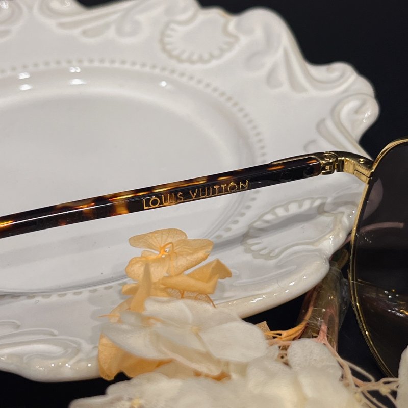 Louis Vuitton LV 棕色金框 字紋雷射LOGO鏡面 飛行墨鏡/眼鏡/配件-5
