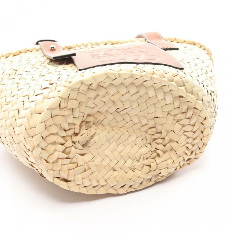 【日本直送】 basket bag S 提籃包 手提包 酒椰葉纖維 真皮 米色 棕色-4