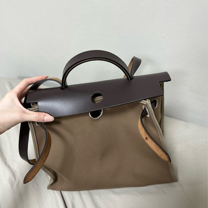 二手🤎愛馬仕Hermes herbag zip 31 大象灰外縫🐘配烏木色-5