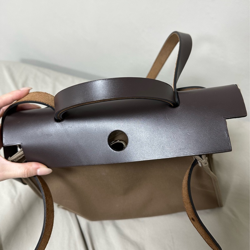 二手🤎愛馬仕Hermes herbag zip 31 大象灰外縫🐘配烏木色-6