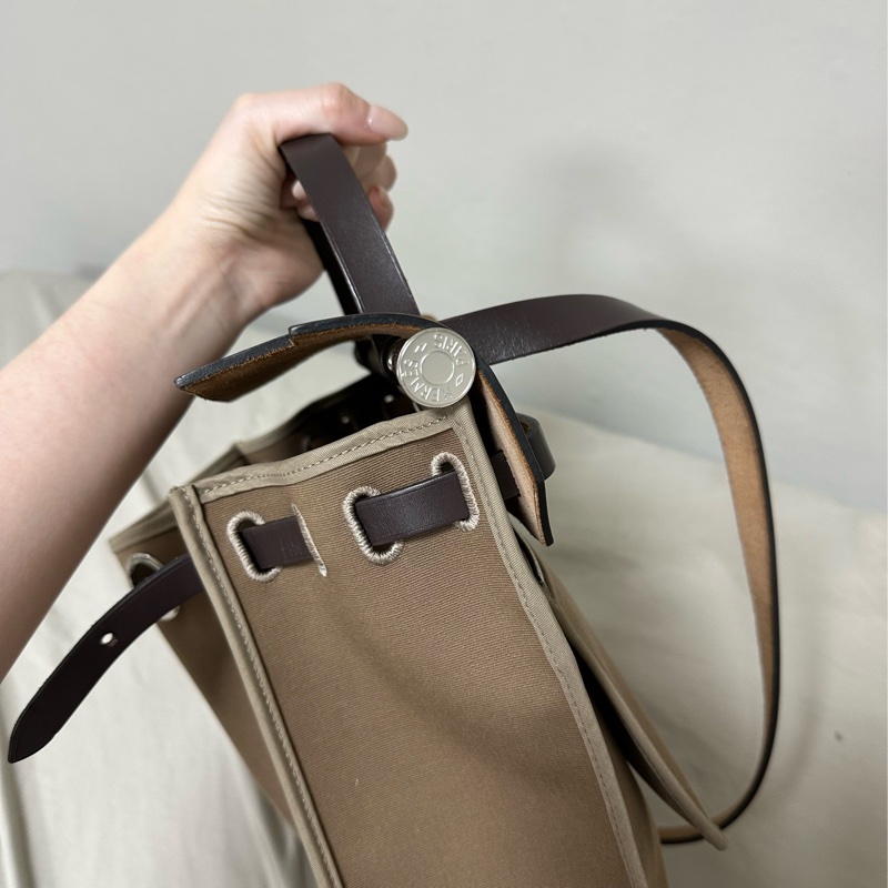 二手🤎愛馬仕Hermes herbag zip 31 大象灰外縫🐘配烏木色-7