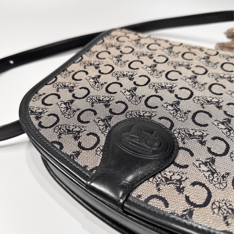 Celine vintage 日本二手 中古復古古董 老花 馬車 logo 馬鞍包 側背包-1