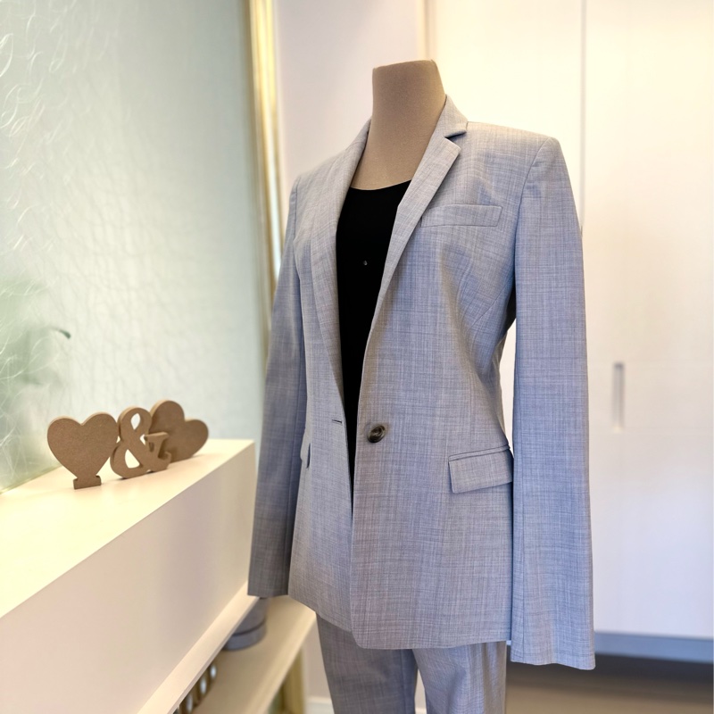 [新上架冬裝］Theory 淺灰薄羊毛西裝外套，Size 0，95成新-0