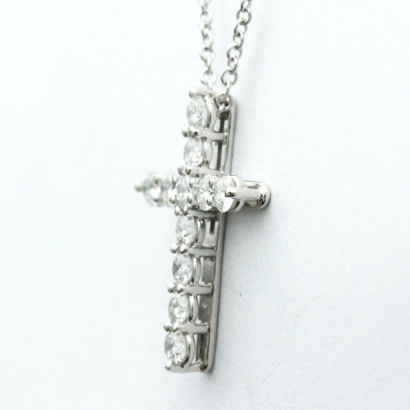 【日本直送】蒂芬妮小十字鑽石項鍊白金鑽石男士、女士時尚吊墜項鍊（銀色）-1
