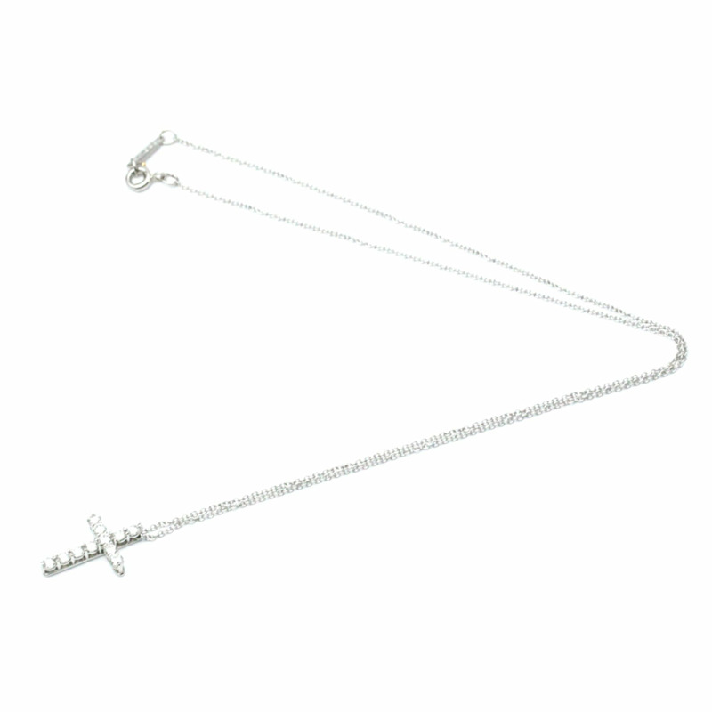 【日本直送】蒂芬妮小十字鑽石項鍊白金鑽石男士、女士時尚吊墜項鍊（銀色）-8