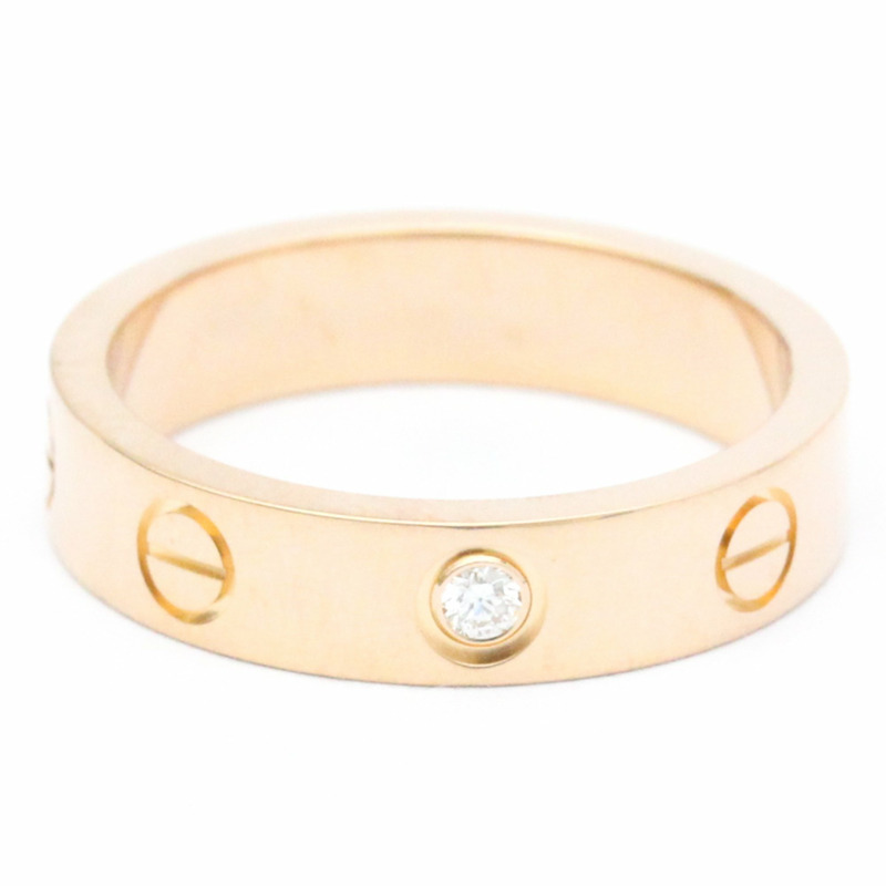 【日本直送】卡地亞 Love 玫瑰金 (18K) 時尚鑽石戒指 克拉/0.02 玫瑰金-0