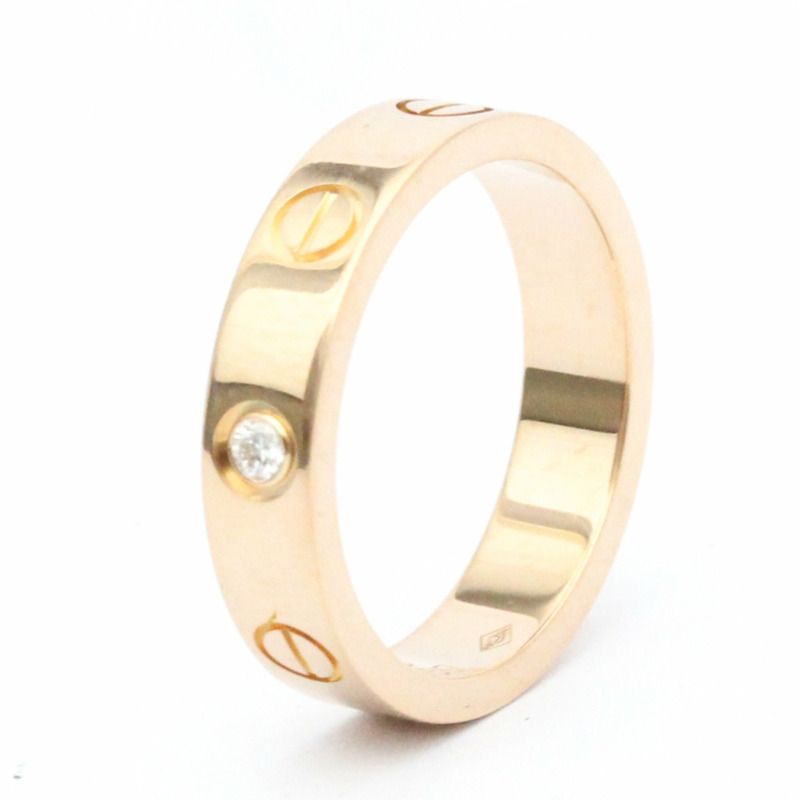 【日本直送】卡地亞 Love 玫瑰金 (18K) 時尚鑽石戒指 克拉/0.02 玫瑰金-1