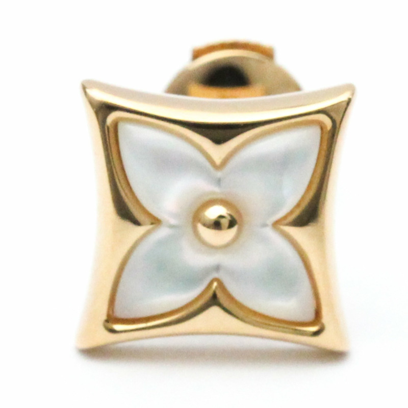 【日本直送】Louis Vuitton 彩色花朵星星耳環 粉紅金和白色珍珠母貝 - 每件貝殼粉紅金 (18K) 單隻耳環 粉紅金-4