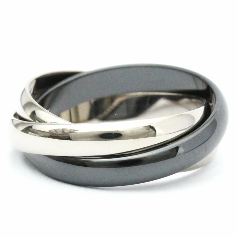 【日本直送】卡地亞 Trinity 陶瓷,白金(18K)時尚無石戒指 黑色,銀色-3