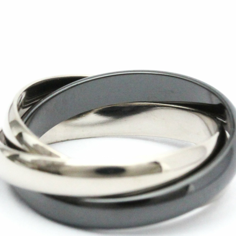 【日本直送】卡地亞 Trinity 陶瓷,白金(18K)時尚無石戒指 黑色,銀色-4