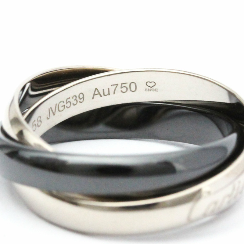 【日本直送】卡地亞 Trinity 陶瓷,白金(18K)時尚無石戒指 黑色,銀色-6