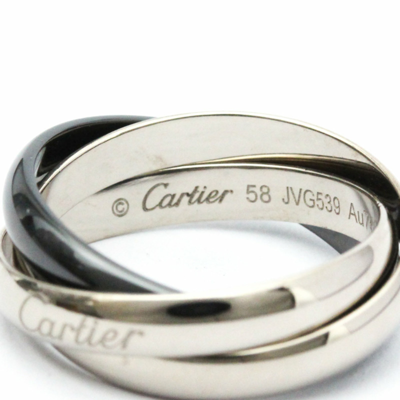 【日本直送】卡地亞 Trinity 陶瓷,白金(18K)時尚無石戒指 黑色,銀色-7