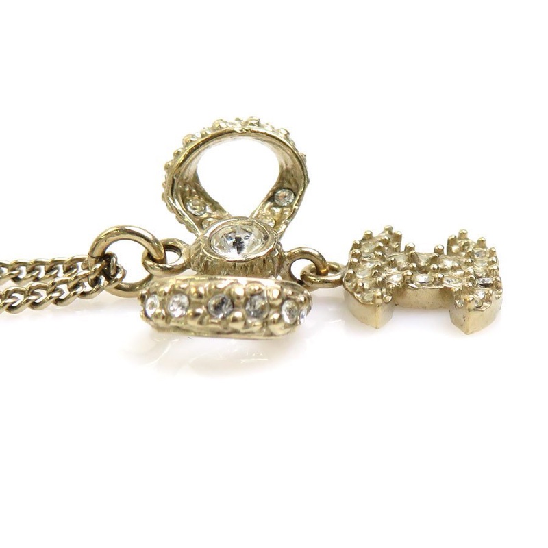 Chanel香奈兒可愛金色蝴蝶結造型cc標誌水鑽項鍊-1