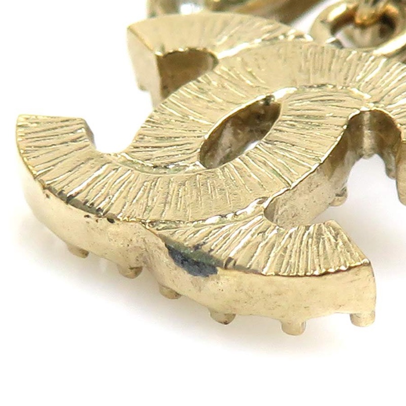 Chanel香奈兒可愛金色蝴蝶結造型cc標誌水鑽項鍊-4