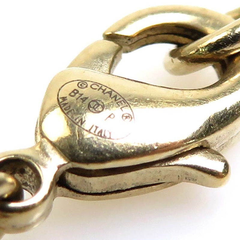 Chanel香奈兒可愛金色蝴蝶結造型cc標誌水鑽項鍊-7