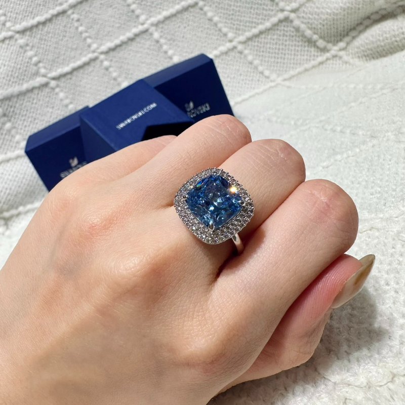 SWAROVSKI 施華洛世奇 海洋之心藍水晶戒指-7