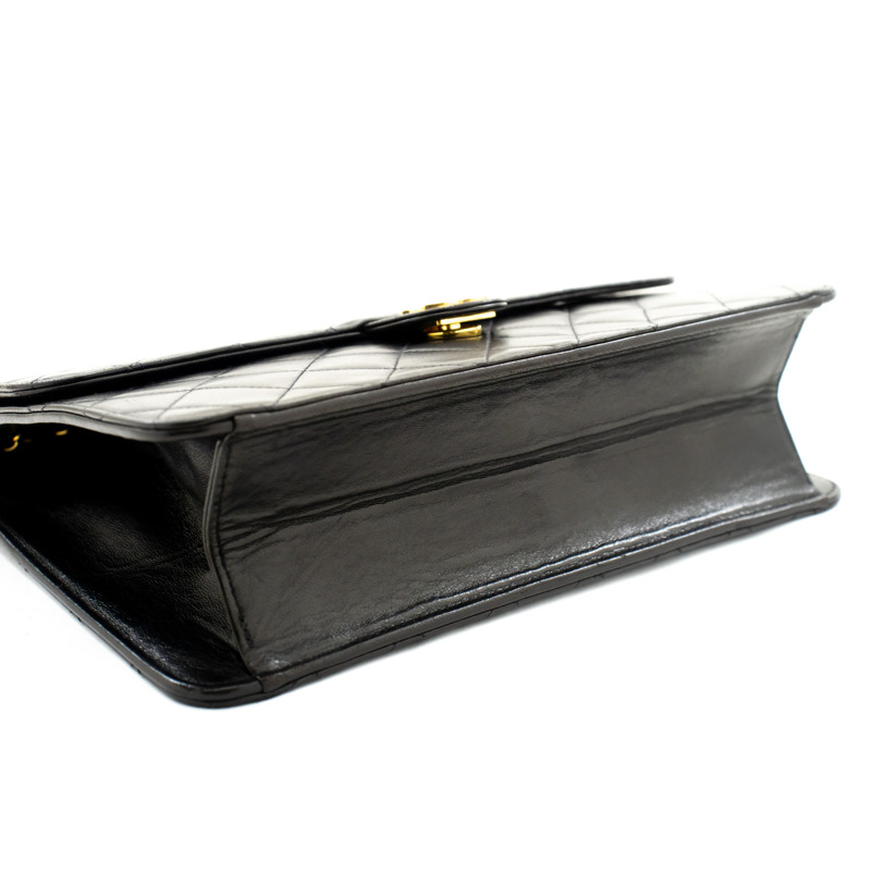 【日本直送】CHANEL 鏈條單肩包手拿包黑色絎縫翻蓋小羊皮錢包-3