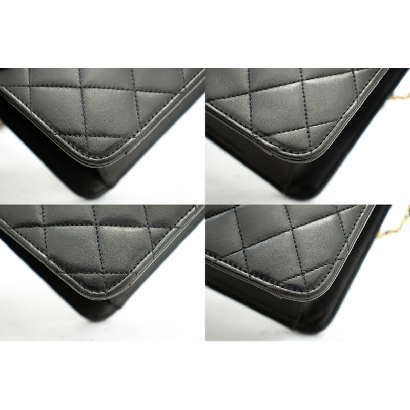 【日本直送】CHANEL 鏈條單肩包手拿包黑色絎縫翻蓋小羊皮錢包-5