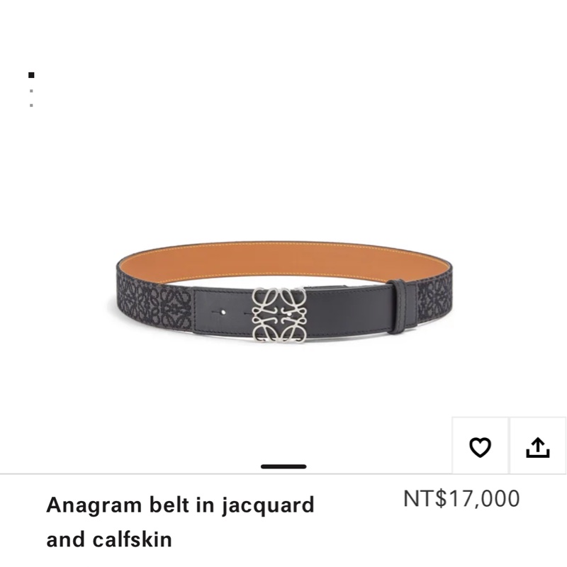 LOEWE羅威全新經典logo 緹花小牛皮 Anagram 腰帶 皮革織布拼接皮帶-0