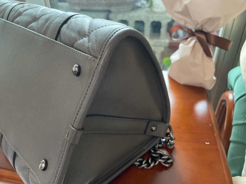Chanel鐵灰復古銀手提側斜背包-11