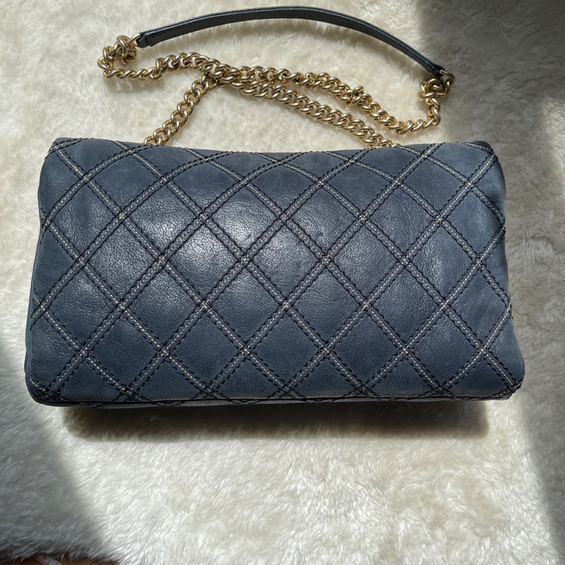 香奈兒Chanel外縫線 深藍牛皮 翻蓋口蓋包 肩背包 斜背包-9