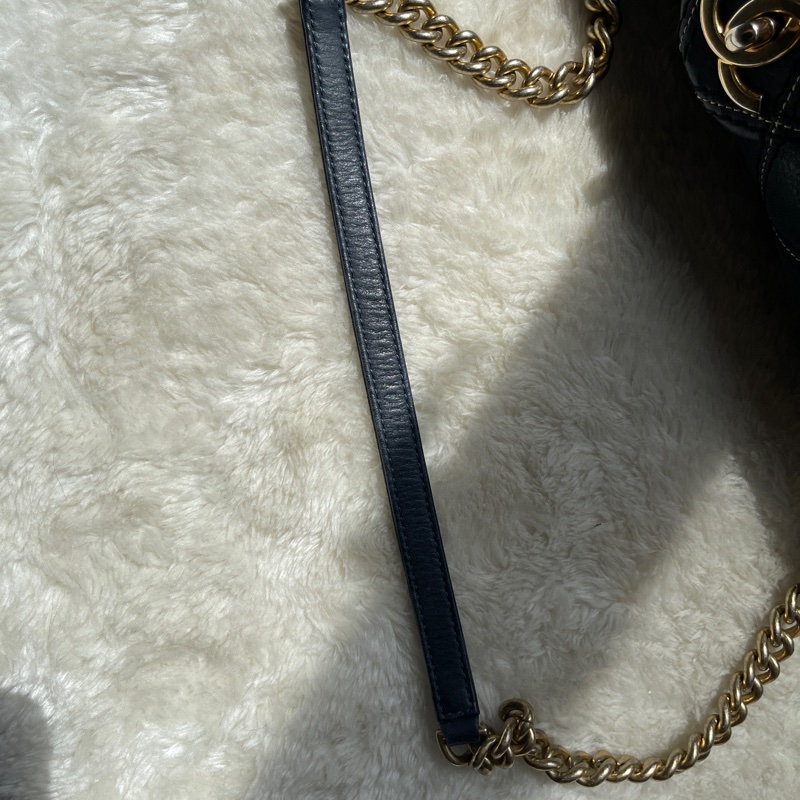 香奈兒Chanel外縫線 深藍牛皮 翻蓋口蓋包 肩背包 斜背包-34