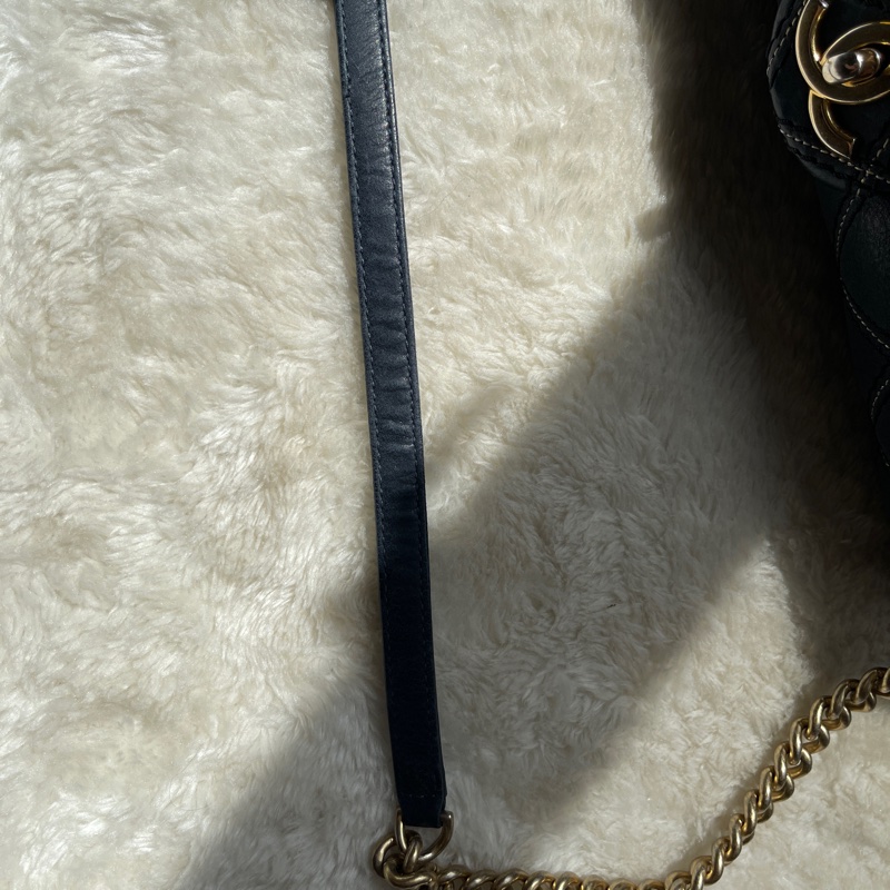 香奈兒Chanel外縫線 深藍牛皮 翻蓋口蓋包 肩背包 斜背包-35