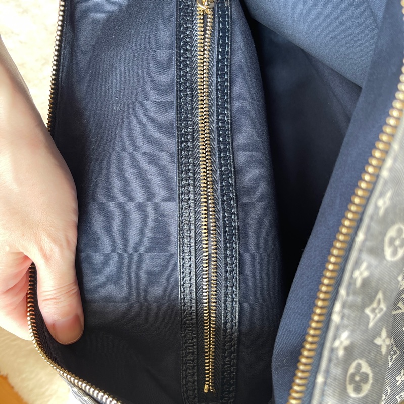 深藍灰色牛仔布LV老花深藍牛皮 灰色LV老花肩背包 托特包 購物包 媽媽包-25