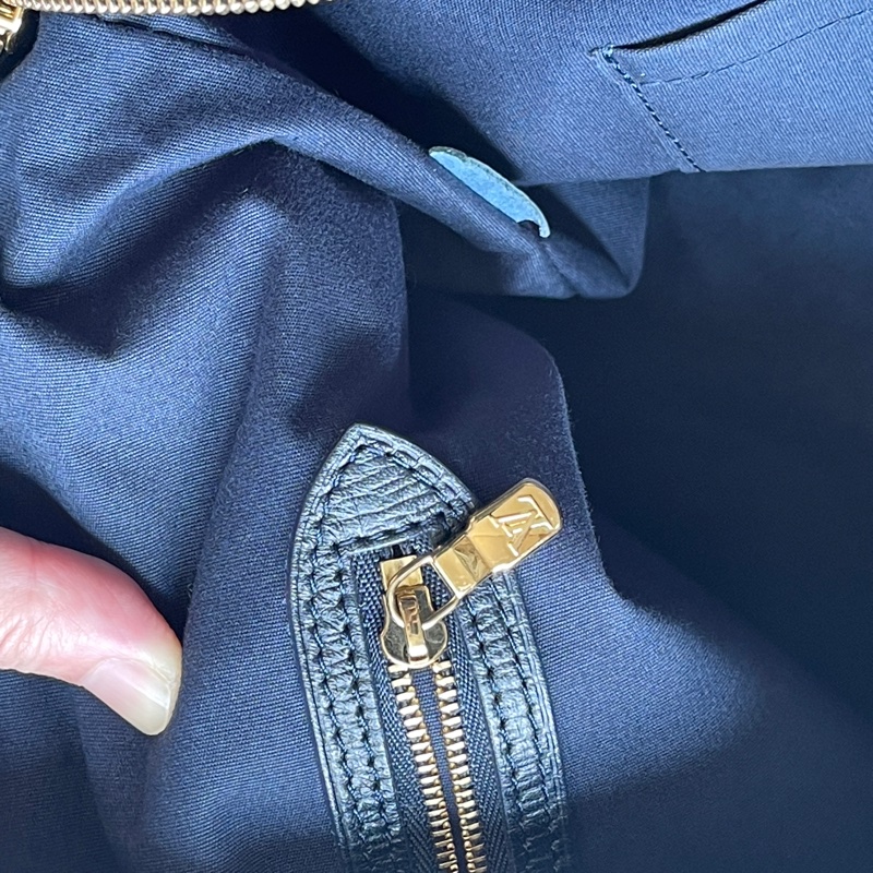 深藍灰色牛仔布LV老花深藍牛皮 灰色LV老花肩背包 托特包 購物包 媽媽包-26