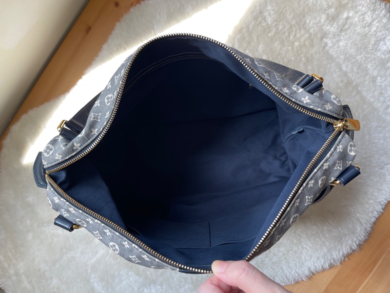 深藍灰色牛仔布LV老花深藍牛皮 灰色LV老花肩背包 托特包 購物包 媽媽包-29
