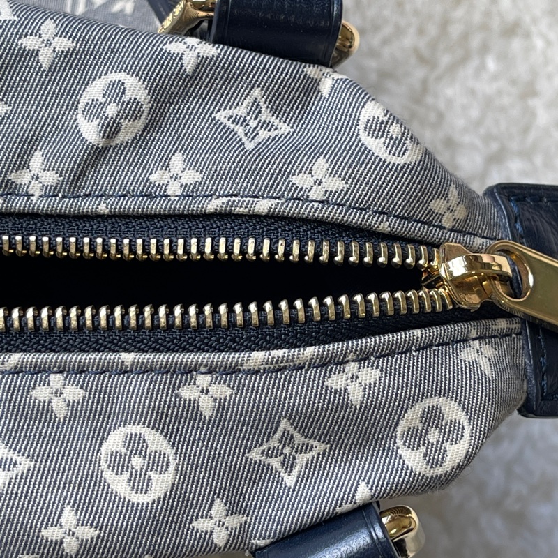 深藍灰色牛仔布LV老花深藍牛皮 灰色LV老花肩背包 托特包 購物包 媽媽包-44