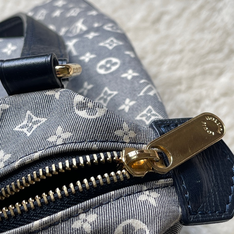 深藍灰色牛仔布LV老花深藍牛皮 灰色LV老花肩背包 托特包 購物包 媽媽包-45