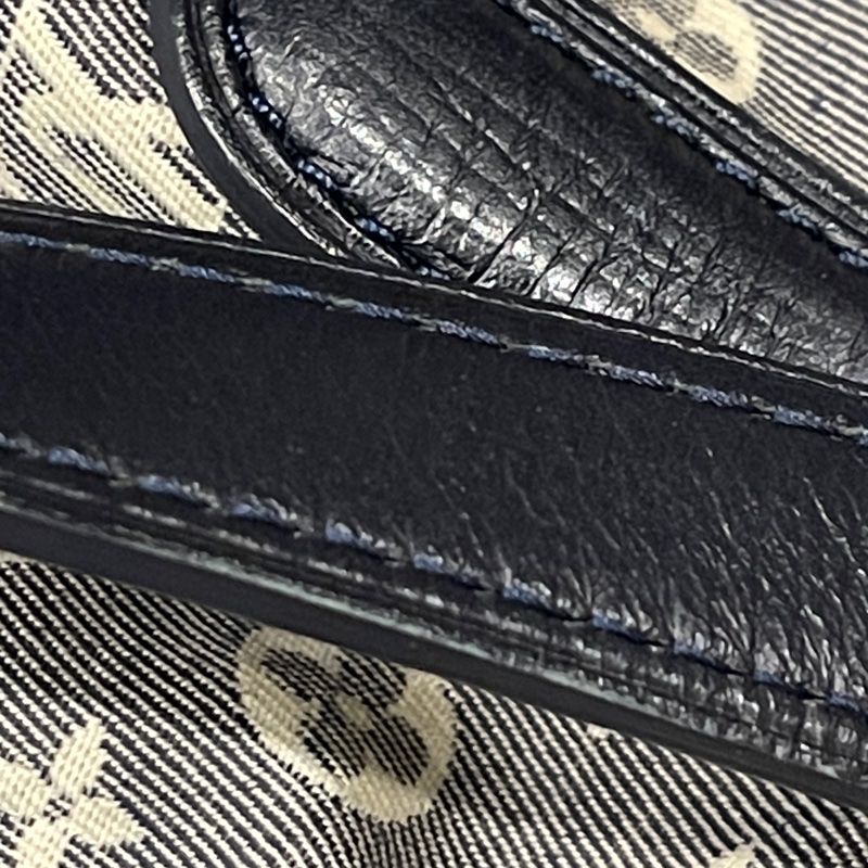 深藍灰色牛仔布LV老花深藍牛皮 灰色LV老花肩背包 托特包 購物包 媽媽包-41