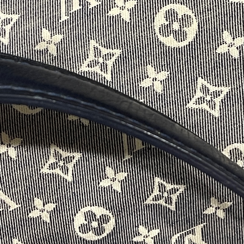 深藍灰色牛仔布LV老花深藍牛皮 灰色LV老花肩背包 托特包 購物包 媽媽包-42