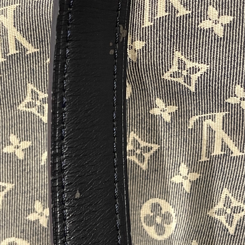 深藍灰色牛仔布LV老花深藍牛皮 灰色LV老花肩背包 托特包 購物包 媽媽包-43