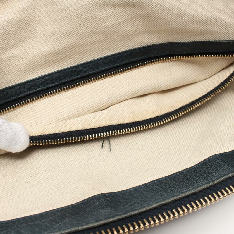 【日本直送】 Diamante Horse Bit前扣 帆布手提包 真皮 米色 海軍藍-4
