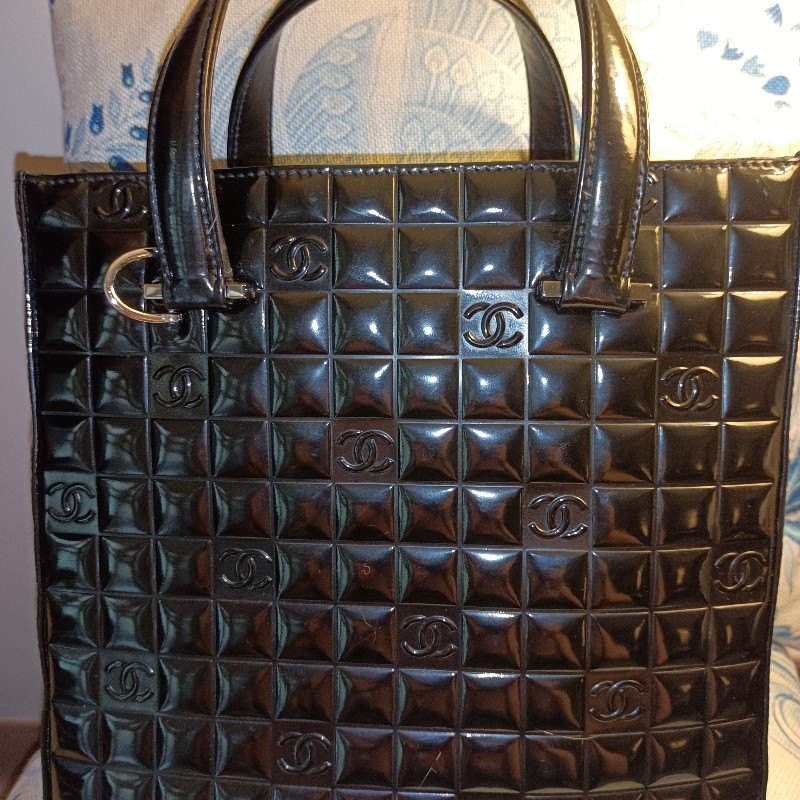 Chanel vintage 24C Chocolate bar 漆皮托特包-0