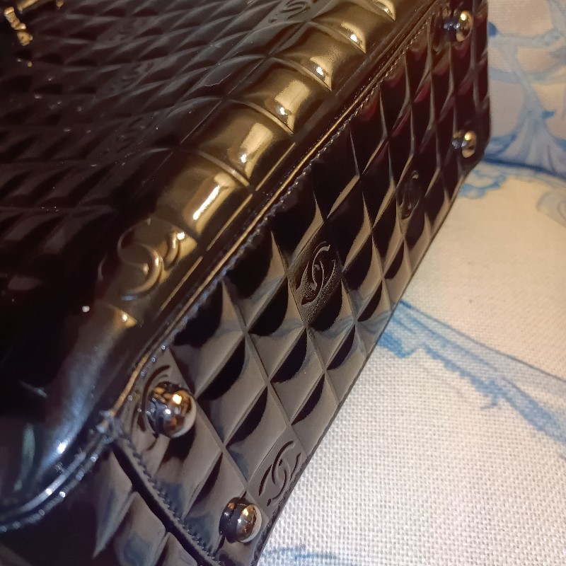 Chanel vintage 24C Chocolate bar 漆皮托特包-1