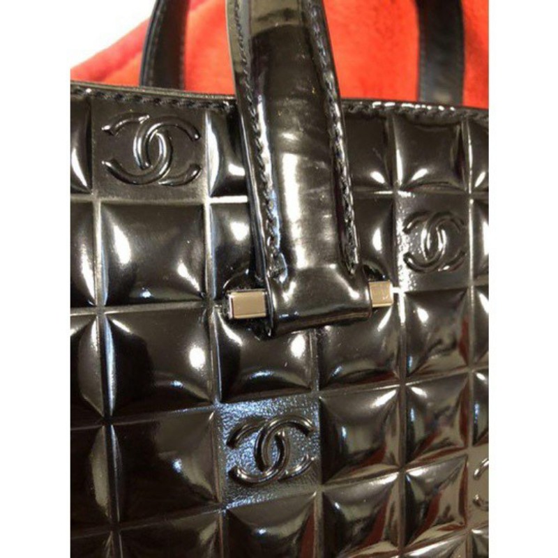 Chanel vintage 24C Chocolate bar 漆皮托特包-7