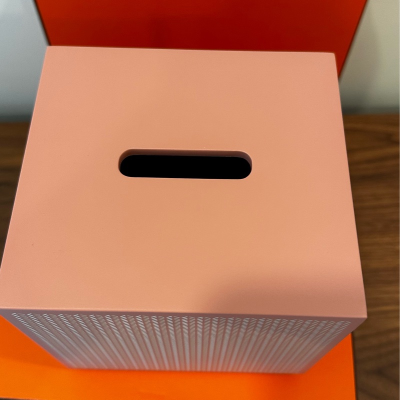 hermes 愛馬仕 方形抽取式面紙盒 粉色 二手狀態良好 含橘盒 購證-6