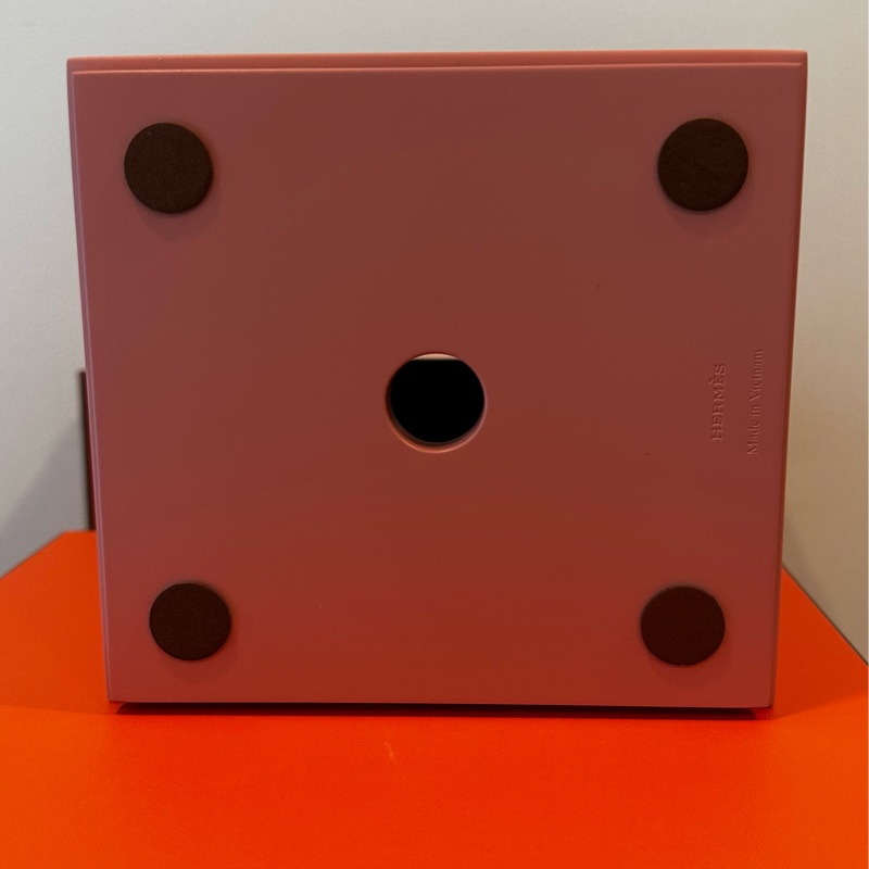 hermes 愛馬仕 方形抽取式面紙盒 粉色 二手狀態良好 含橘盒 購證-7